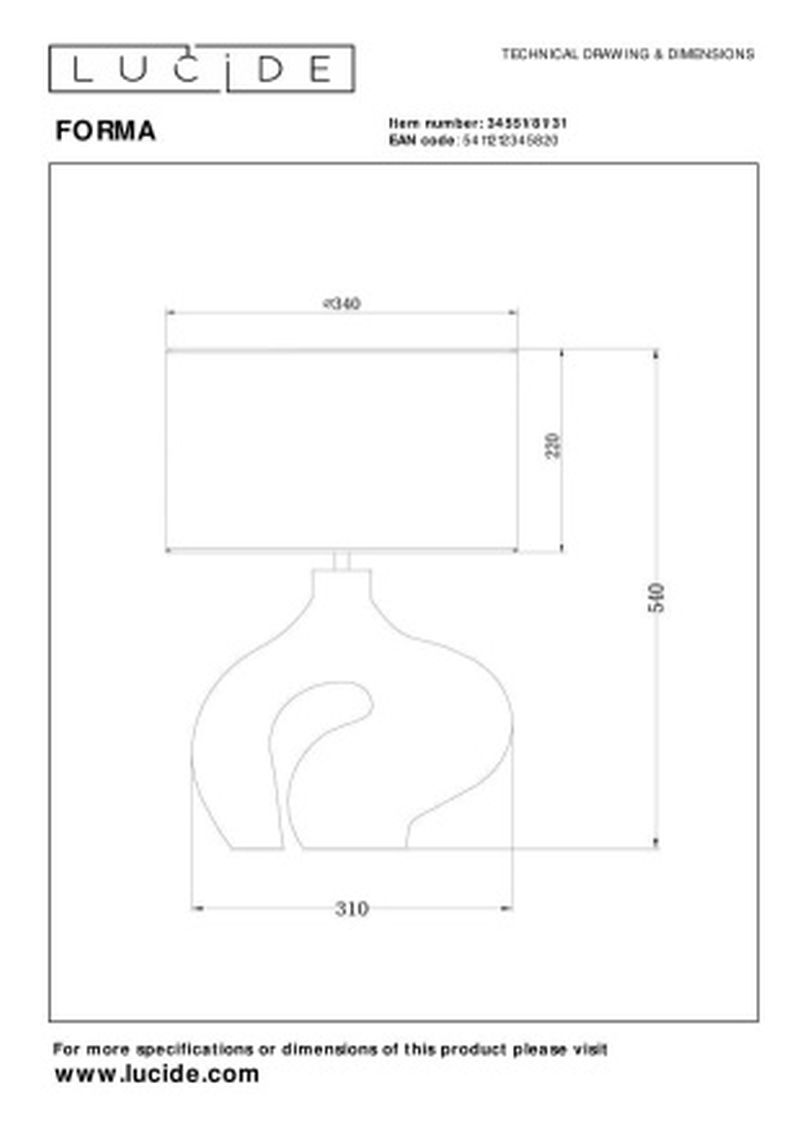 Lucide FORMA - Stolná lampa - 1xE27 - Biela